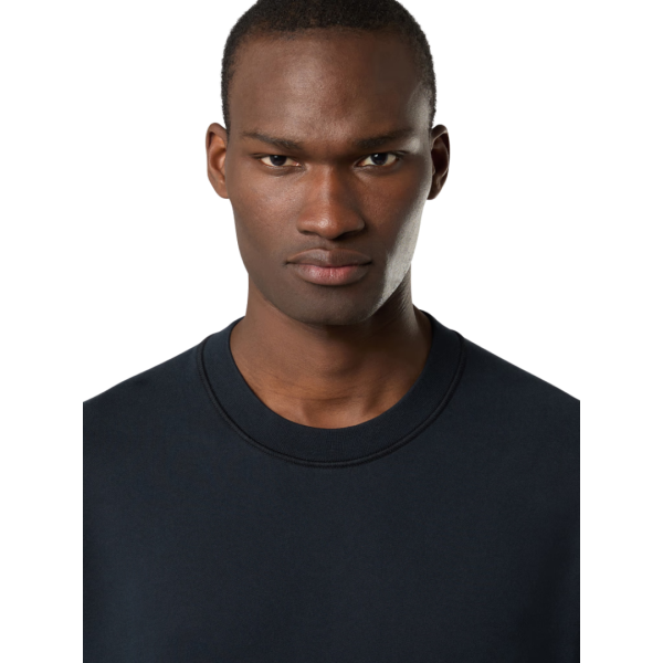 Sweat-shirt ras-du-cou STONE ISLAND molleton coton bio bleu marine