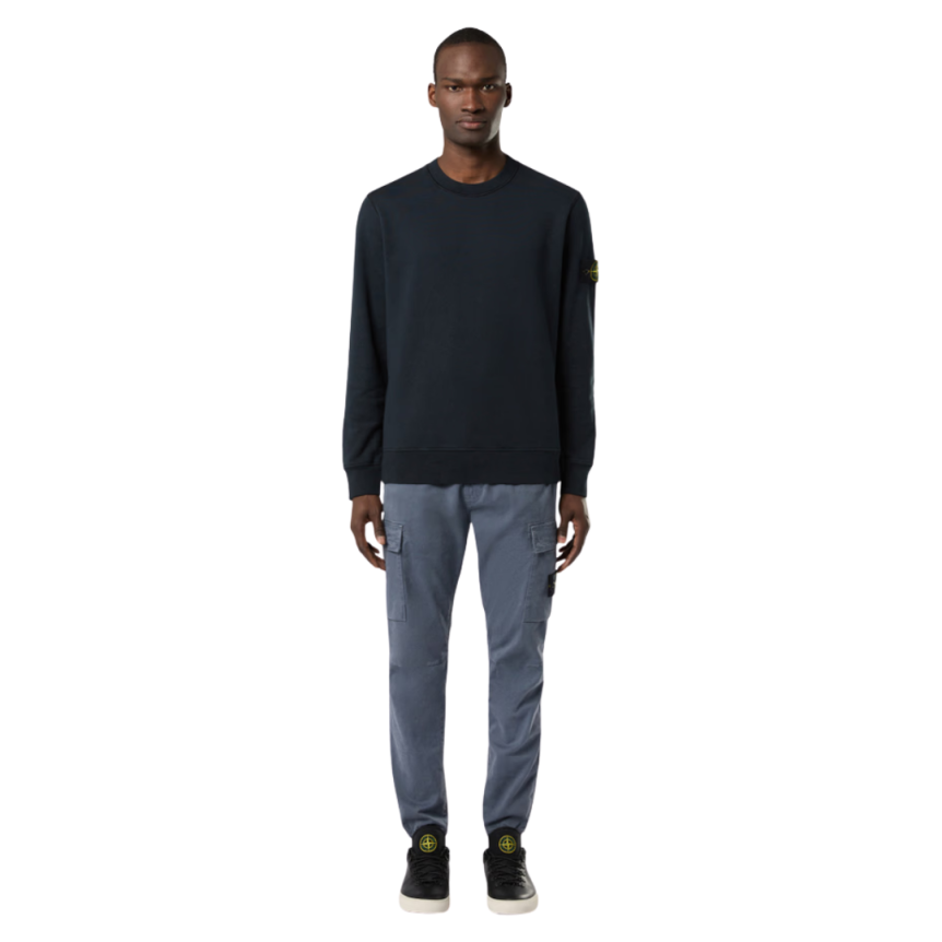 Sweat-shirt ras-du-cou STONE ISLAND molleton coton bio bleu marine