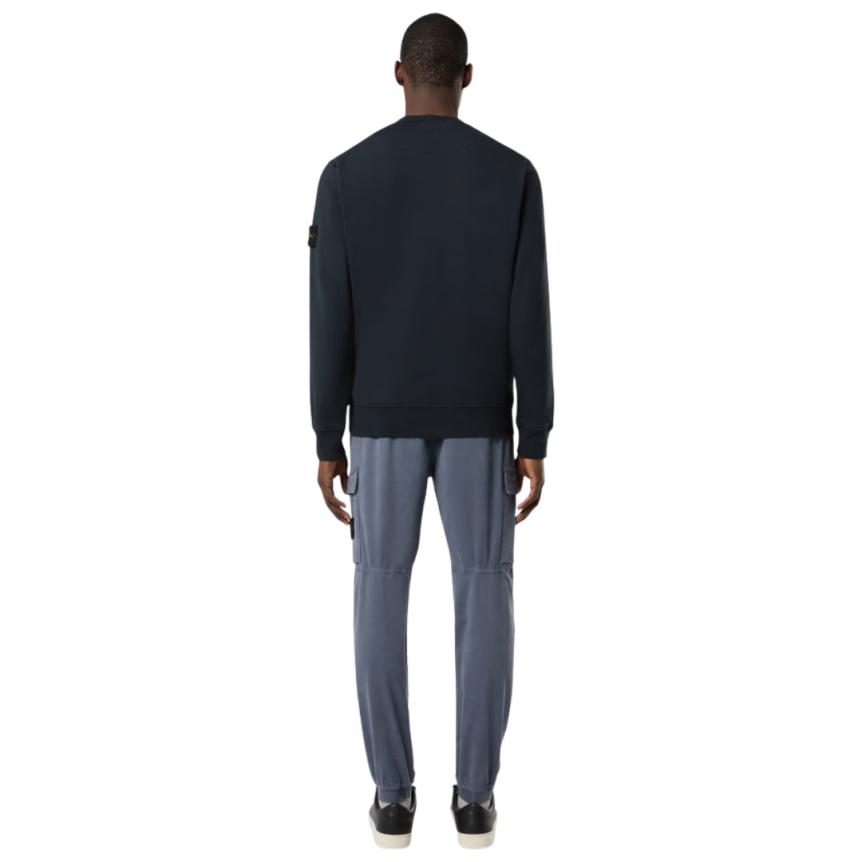 Sweat-shirt ras-du-cou STONE ISLAND molleton coton bio bleu marine