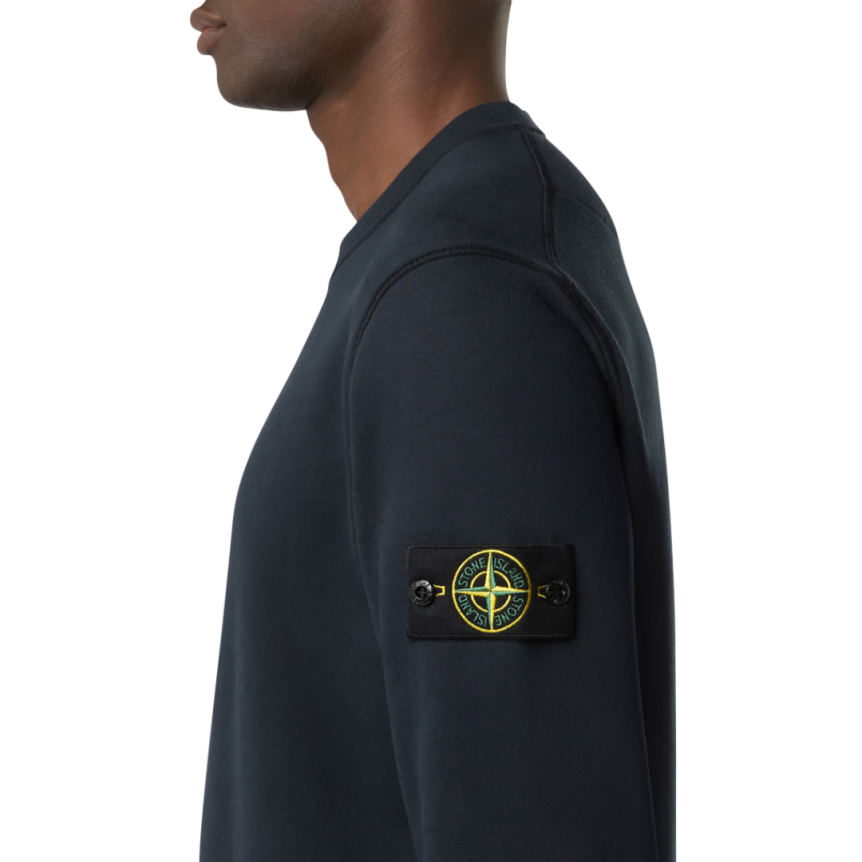 Sweat-shirt ras-du-cou STONE ISLAND molleton coton bio bleu marine