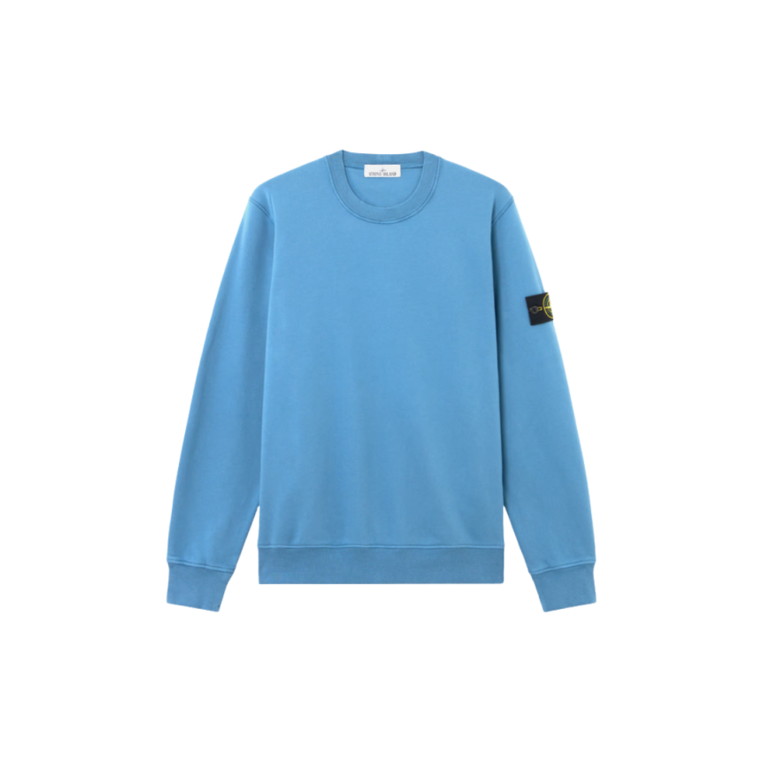Sweat-shirt ras-du-cou STONE ISLAND molleton coton bio bleu acier
