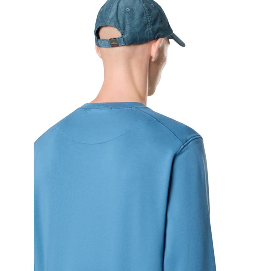 Sweat-shirt ras-du-cou STONE ISLAND molleton coton bio bleu acier
