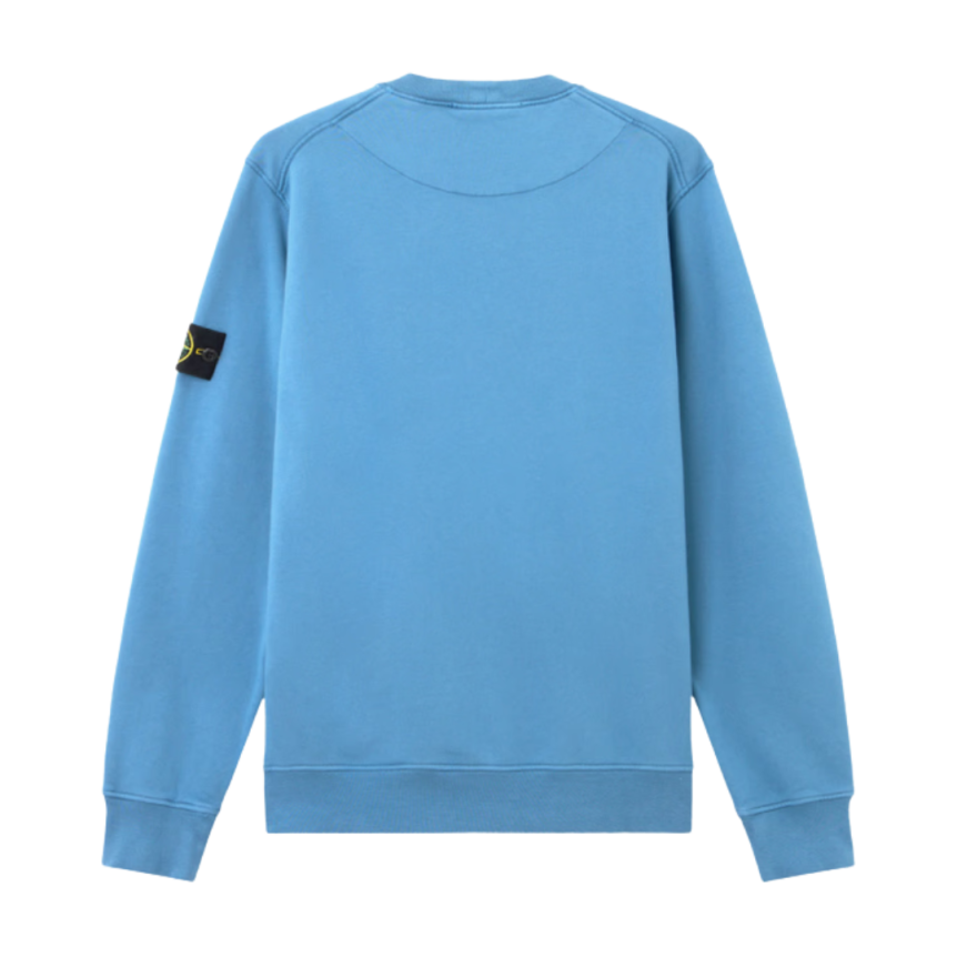 Sweat-shirt ras-du-cou STONE ISLAND molleton coton bio bleu acier