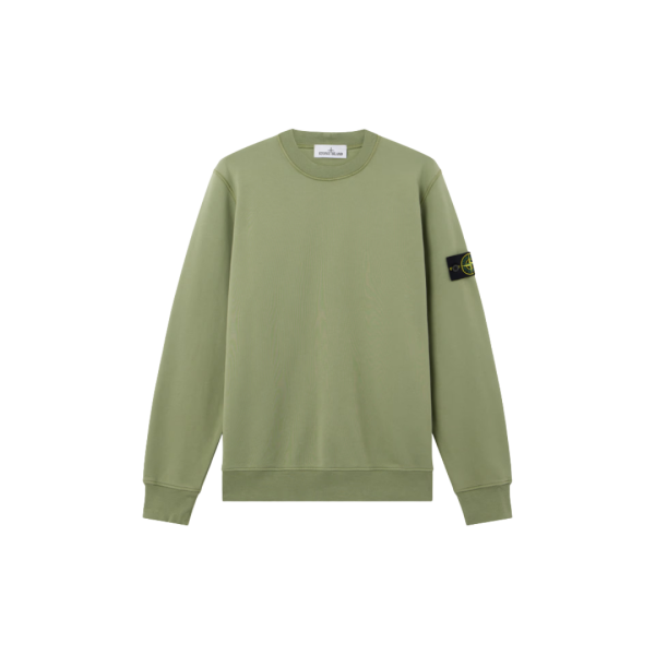 Sweat-shirt ras-du-cou STONE ISLAND molleton coton bio vert sauge