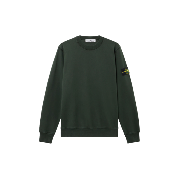 Sweat-shirt ras-du-cou STONE ISLAND molleton coton bio vert sapin
