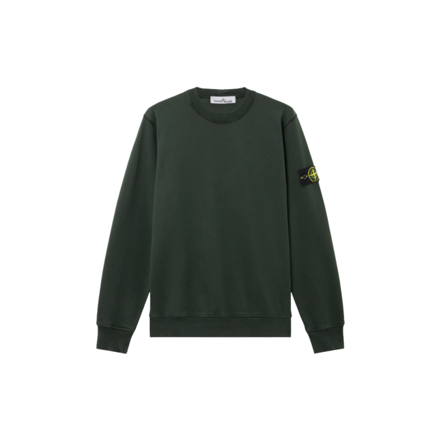 Sweat-shirt ras-du-cou STONE ISLAND molleton coton bio vert sapin