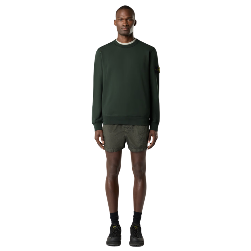 Sweat-shirt ras-du-cou STONE ISLAND molleton coton bio vert sapin