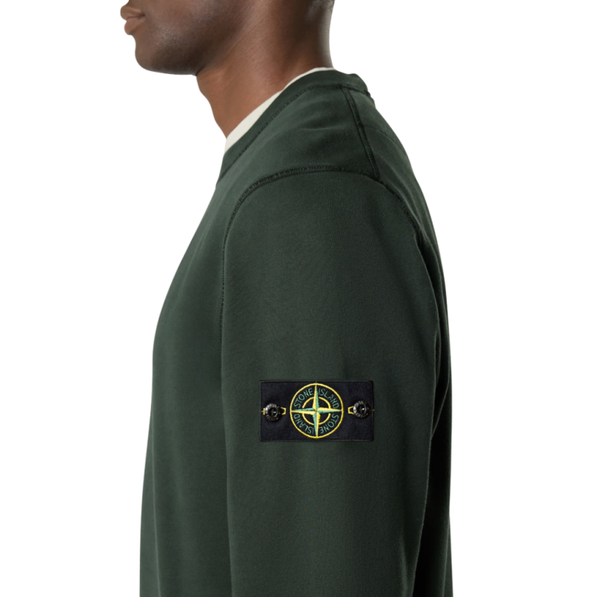 Sweat-shirt ras-du-cou STONE ISLAND molleton coton bio vert sapin