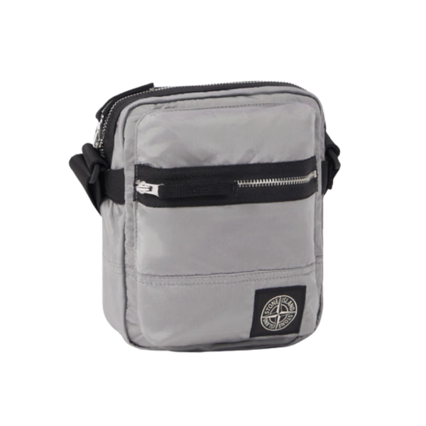 Pochette STONE ISLAND bandoulière nylon métal Econyl ® gris perle