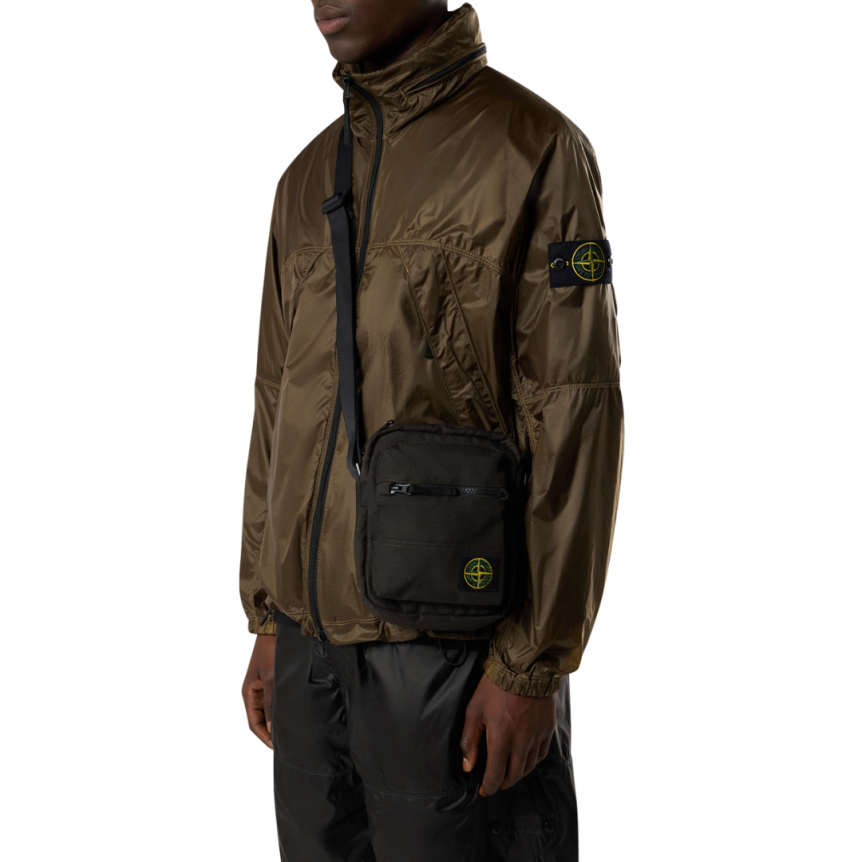 Pochette STONE ISLAND bandoulière nylon métal Econyl ® noir