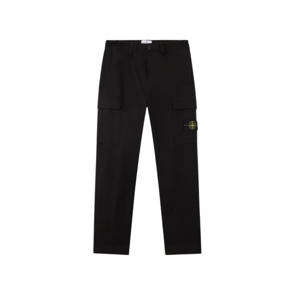 Pantalon cargo STONE ISLAND ample coton Panama bleu marine poche cordon taille bas