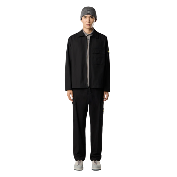 Pantalon cargo STONE ISLAND ample coton Panama bleu marine poche cordon taille bas