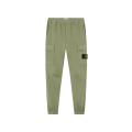 Pantalon cargo taille élastique coton satin bio vert sauge
