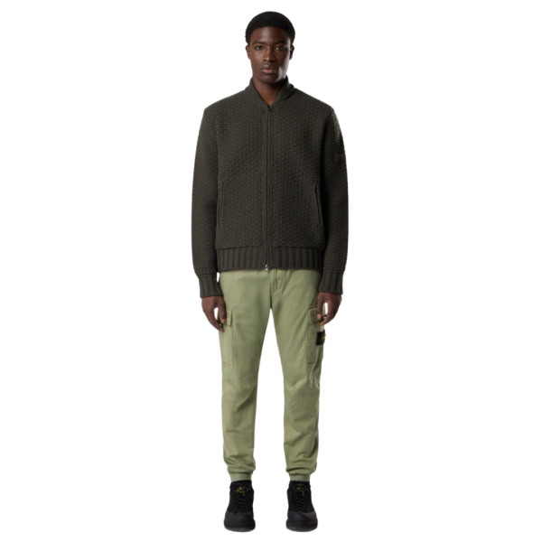 Pantalon cargo STONE ISLAND taille élastique coton satin bio vert sauge