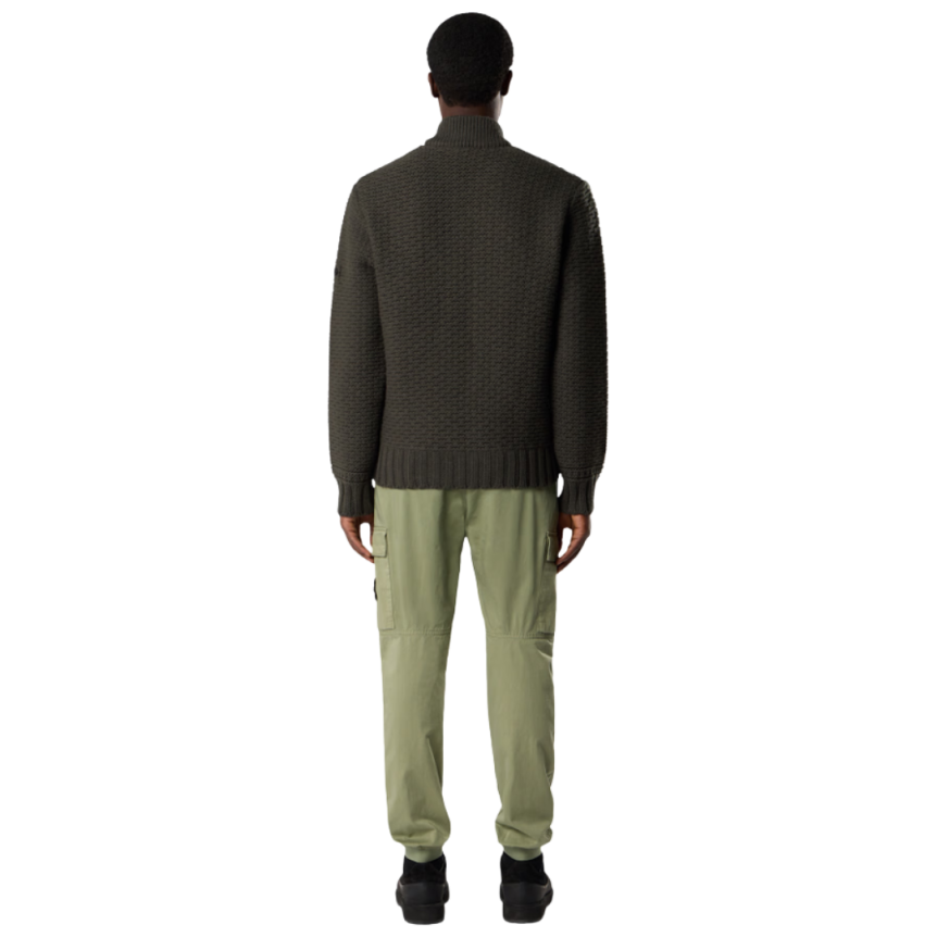 Pantalon cargo STONE ISLAND taille élastique coton satin bio vert sauge