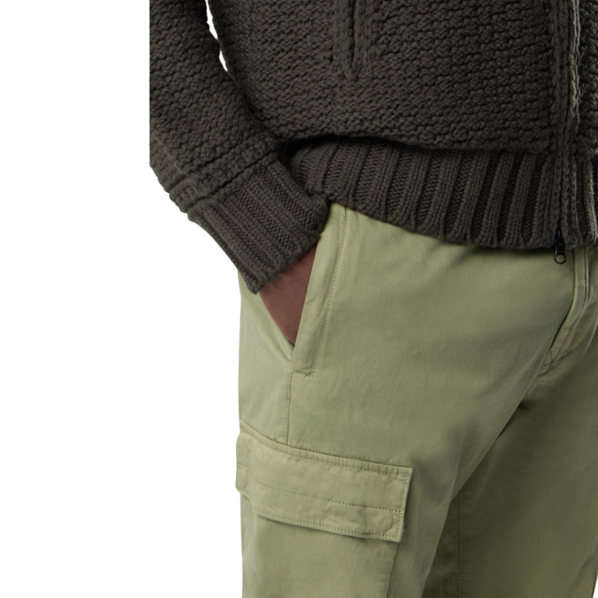 Pantalon cargo STONE ISLAND taille élastique coton satin bio vert sauge