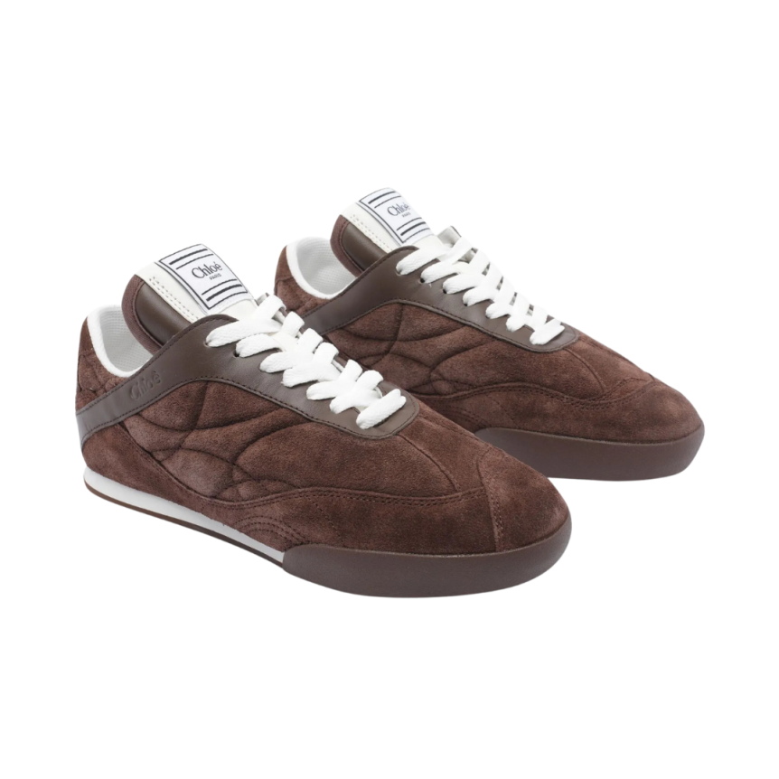 Baskets CHLOE Kick cuir daim marron blanc