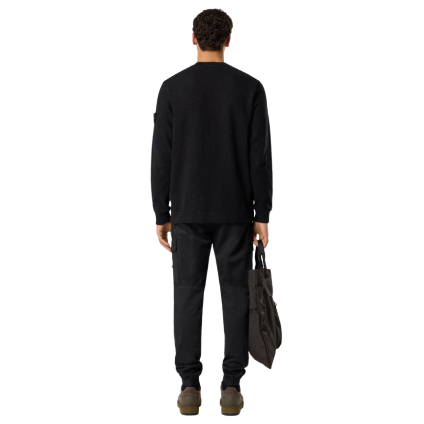 Pantalon cargo STONE ISLAND fuselé satin coton bio noir taille bas élastique