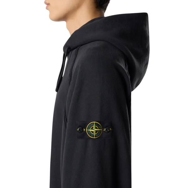 Sweat-shirt à capuche STONE ISLAND oversize coton noir manches raglan