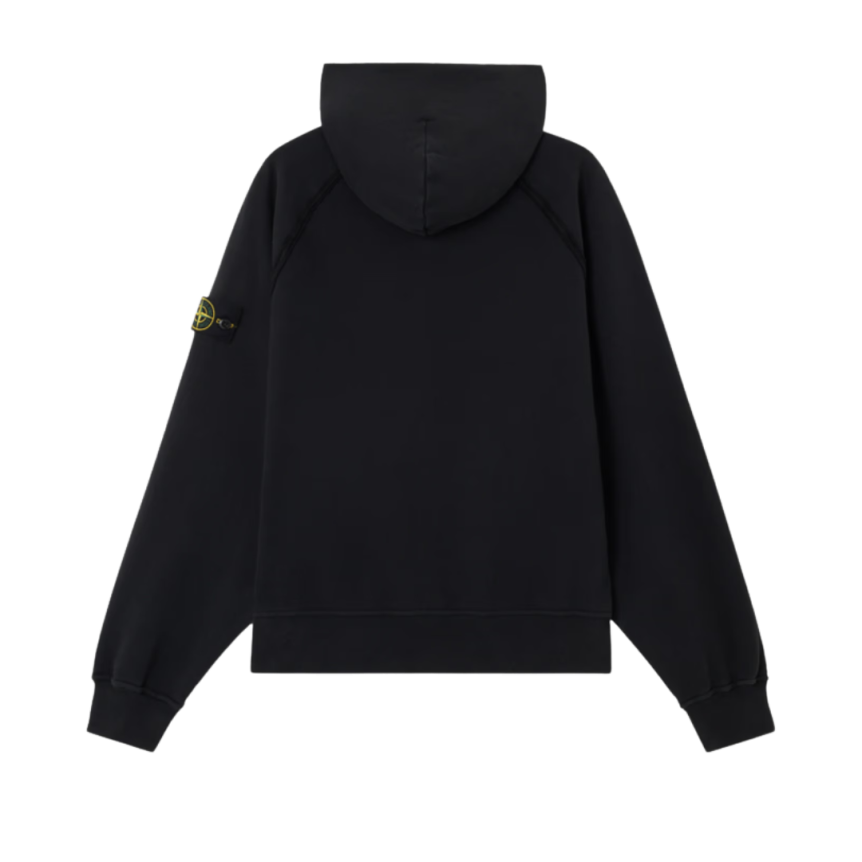 Sweat-shirt à capuche STONE ISLAND oversize coton noir manches raglan