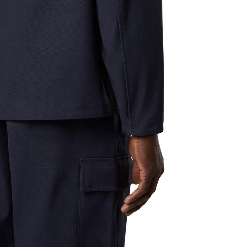 Surchemise zippée STONE ISLAND coton Panama bleu marine poche rabat