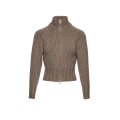 Cardigan zippé col montant cachemire maille chiné beige