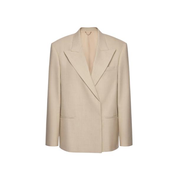 MAGDA BUTRYM Veste blazer croisé oversize laine beige
