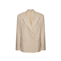 Veste blazer croisé oversize laine beige