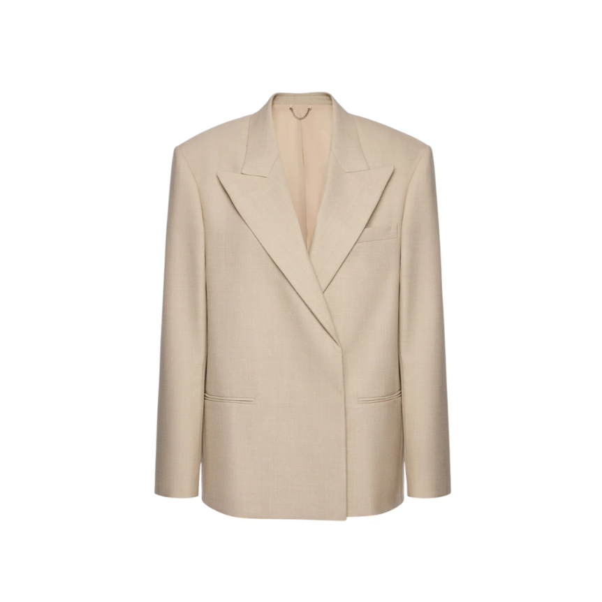 MAGDA BUTRYM Veste blazer croisé oversize laine beige