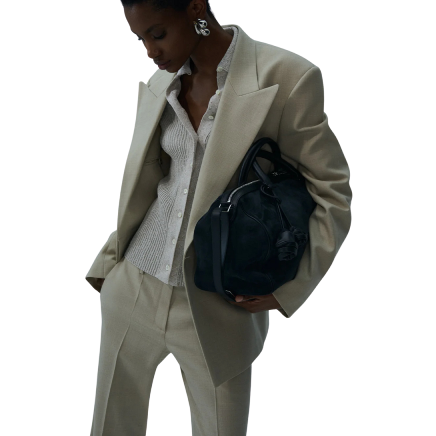 MAGDA BUTRYM Veste blazer croisé oversize laine beige