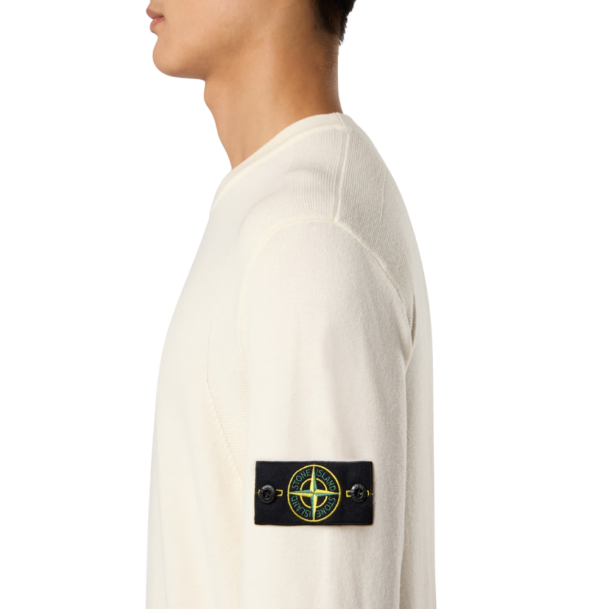 Pull ras-du-cou STONE ISLAND maille laine extensible écru