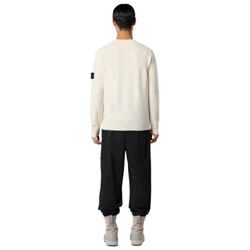 Pull ras-du-cou STONE ISLAND maille laine extensible écru