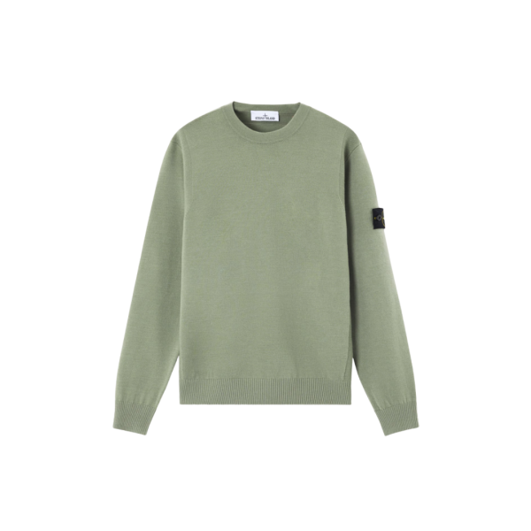 Pull ras-du-cou STONE ISLAND maille laine extensible vert sauge