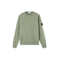 Pull ras-du-cou maille laine extensible vert sauge