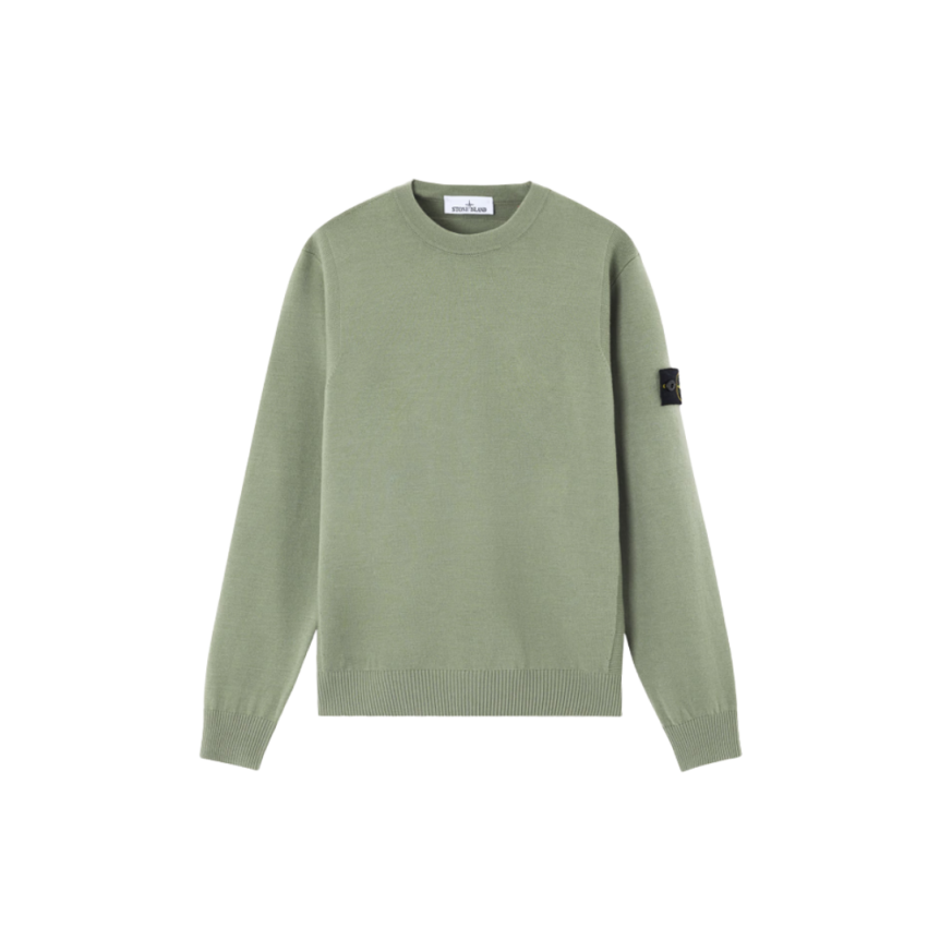 Pull ras-du-cou STONE ISLAND maille laine extensible vert sauge