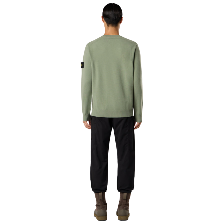 Pull ras-du-cou STONE ISLAND maille laine extensible vert sauge