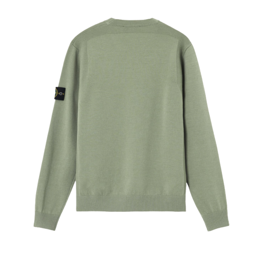Pull ras-du-cou STONE ISLAND maille laine extensible vert sauge