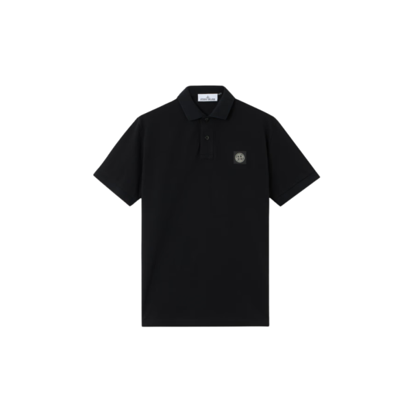 Polo slim STONE ISLAND manche courte coton piqué noir écusson Compass