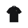Polo slim manche courte coton piqué noir écusson Compass