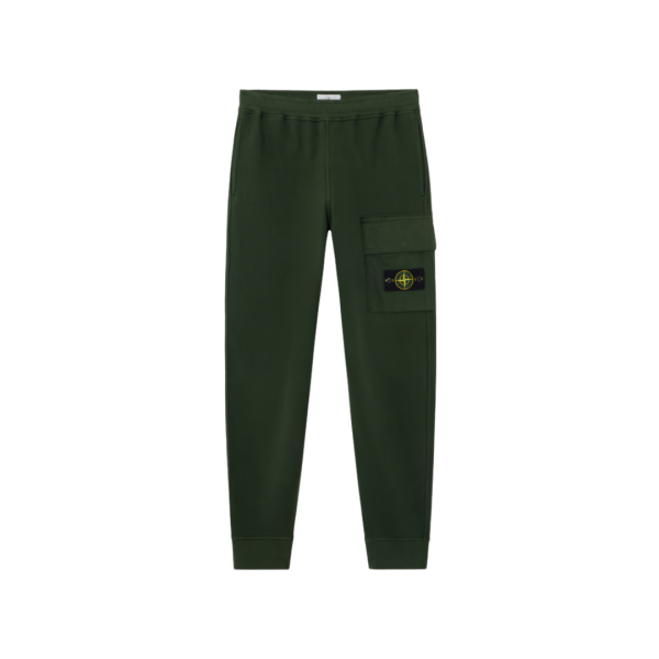 Pantalon Jogger STONE ISLAND molleton coton bio vert sapin poche soufflet taille bas élastique