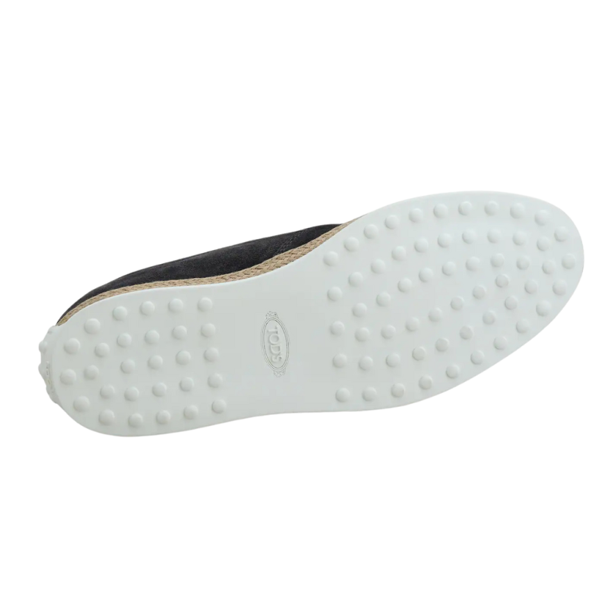 TOD'S Mocassins slip on cuir velours bleu marine semelle corde