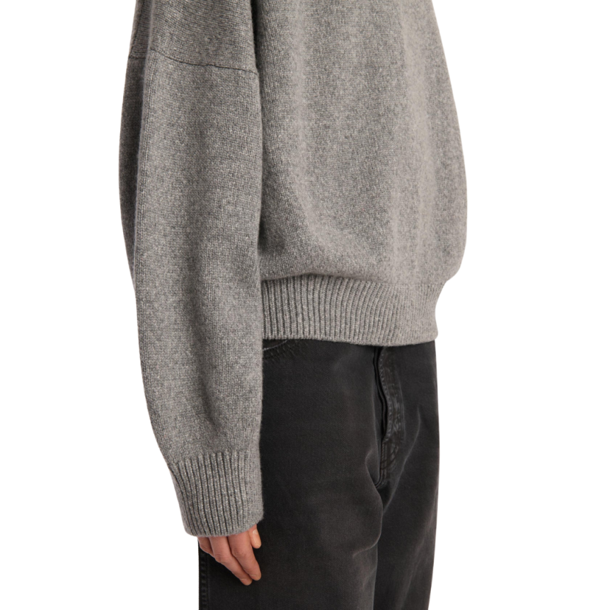 Pull col V KHAITE Wolfe cachemire dense gris
