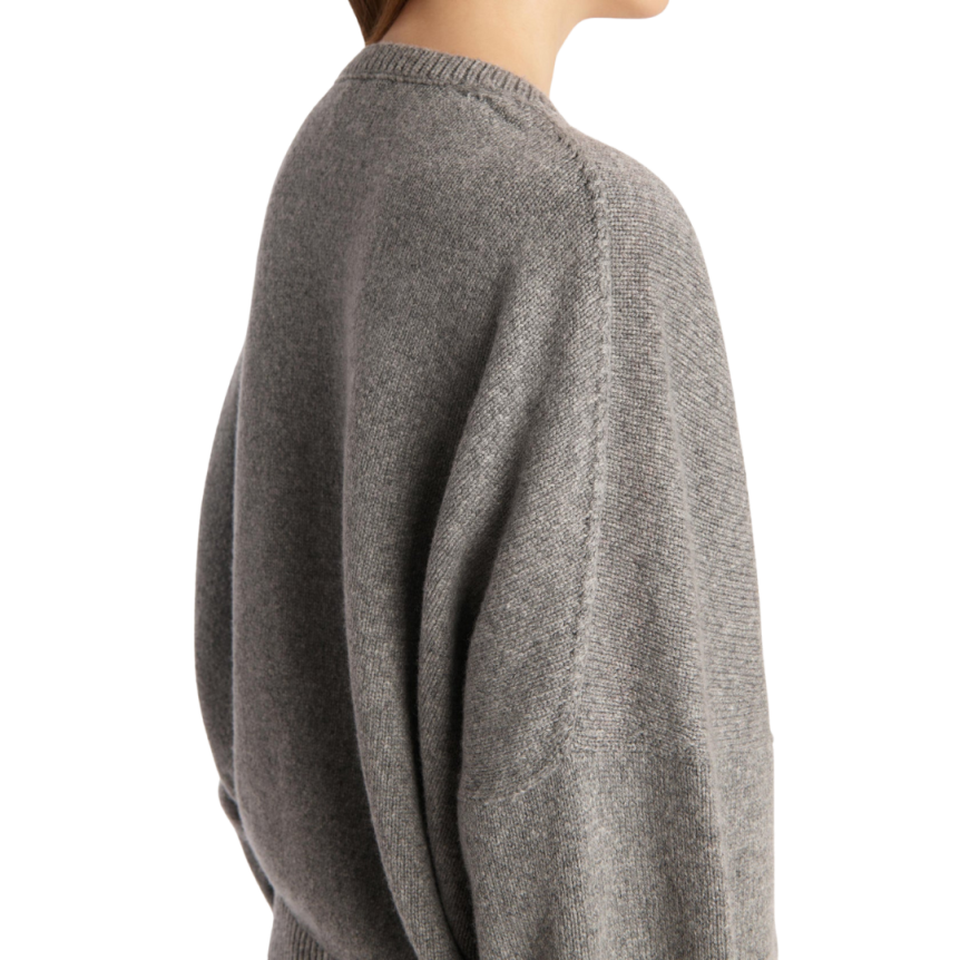Pull col V KHAITE Wolfe cachemire dense gris