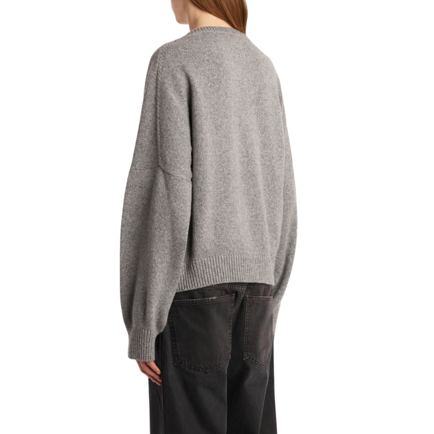 Pull col V KHAITE Wolfe cachemire dense gris