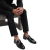 Mocassin cuir veau verni noir pompon
