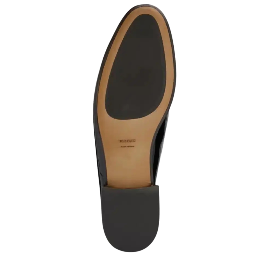 Mocassin TOM FORD cuir veau verni noir pompon