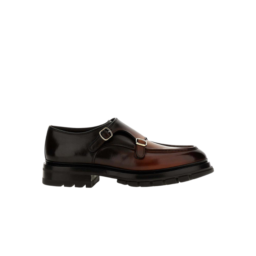 Mocassins SANTONI Commando 2 boucles cuir marron