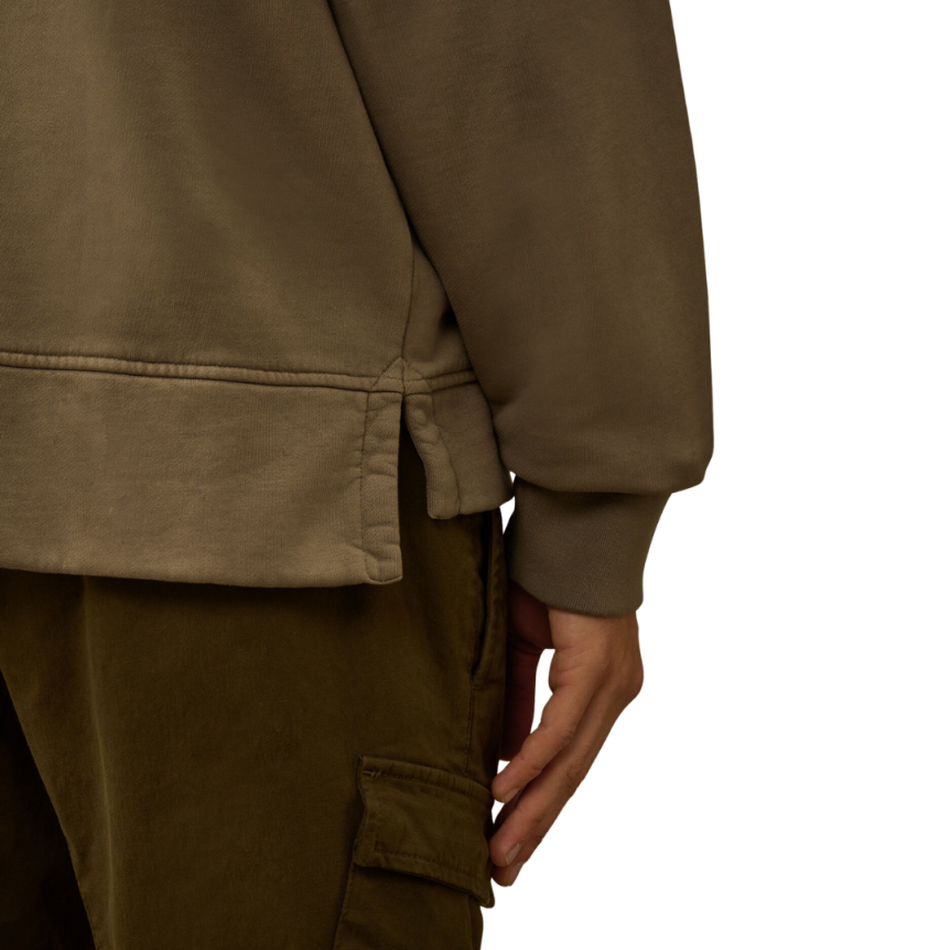 Sweat-shirt cardigan à capuche CP COMPANY zippé coton marron gris lunettes