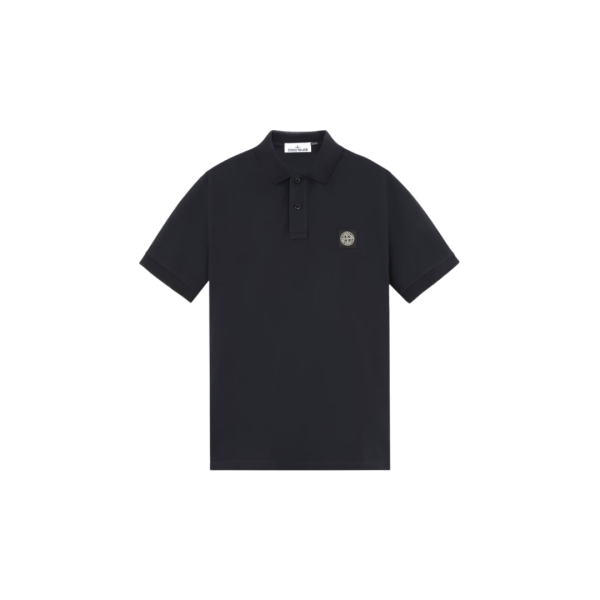 Polo manche courte STONE ISLAND slim coton bleu marine écusson Compass