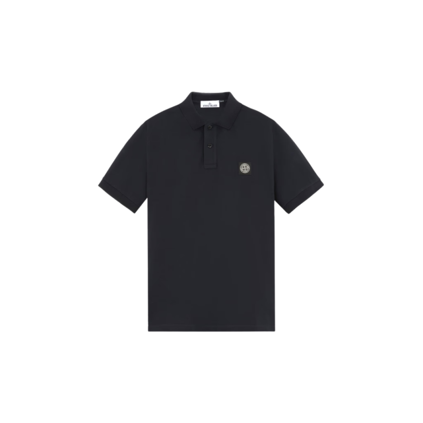 Polo manche courte STONE ISLAND slim coton bleu marine écusson Compass